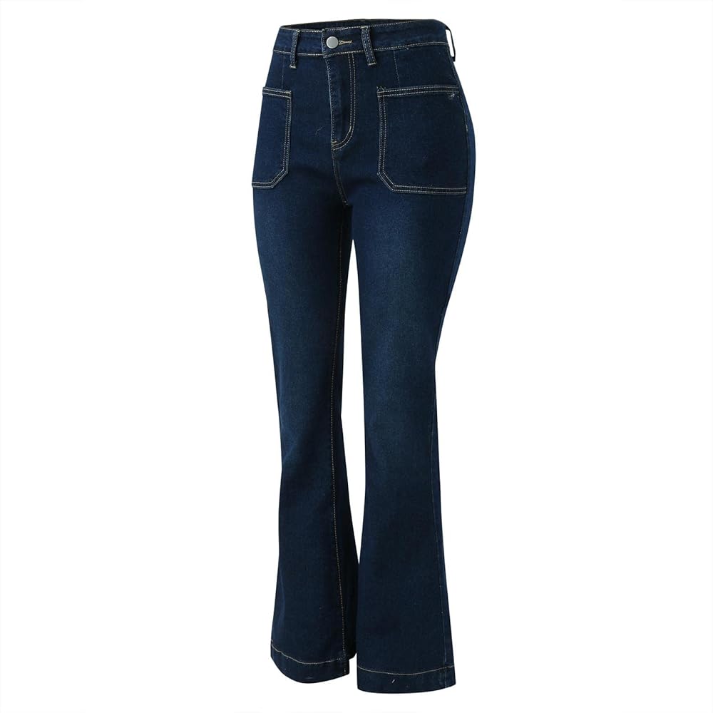 本日までHIGH WAIST BELL-BOTTOM DENIM PANTS Women's Casual High Waist Bell Bottom Curvy Fit Stretch